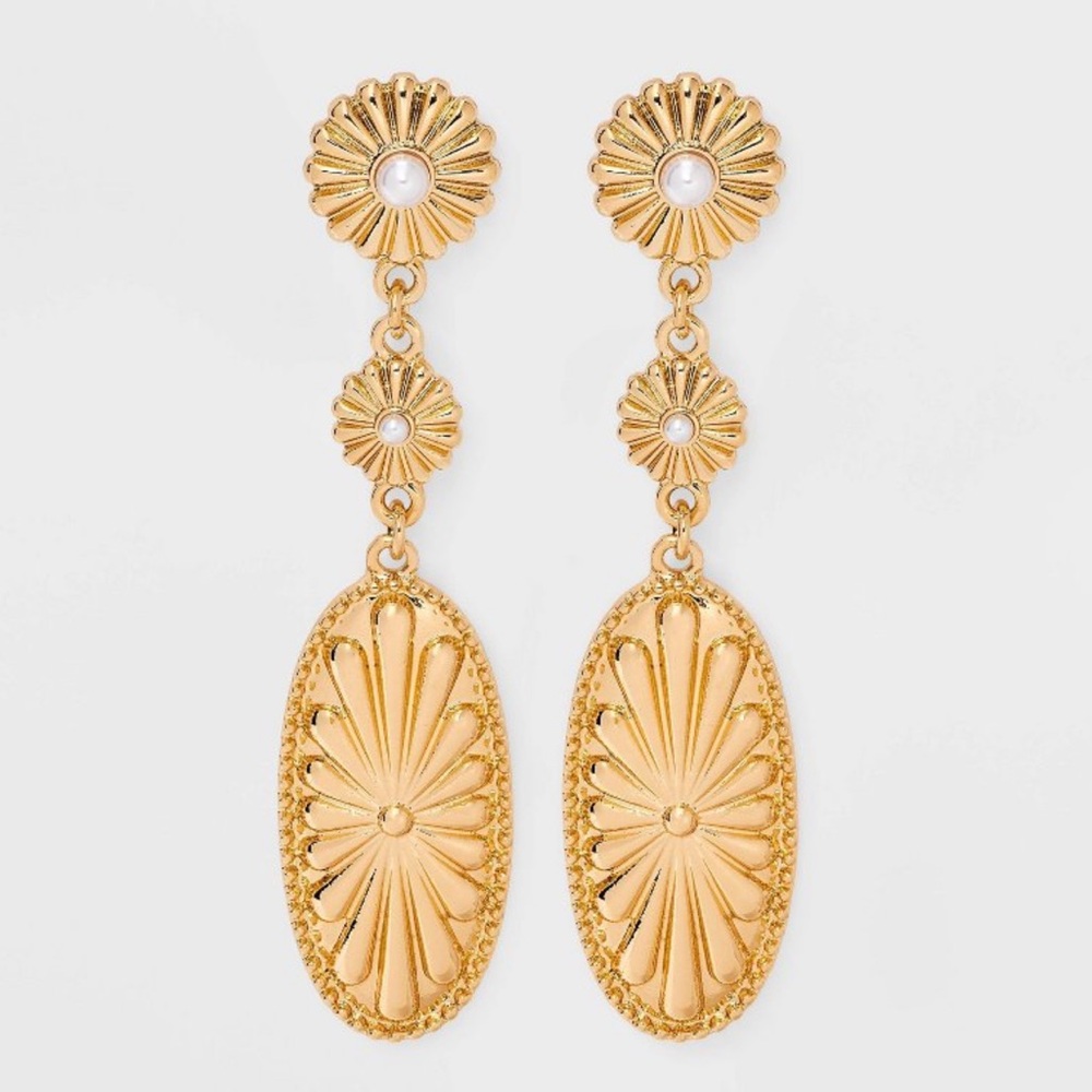 Casted Triple Drop Earrings - Universal
Thread - Gold Tone - New with tags - NWT - Picture 4 of 7